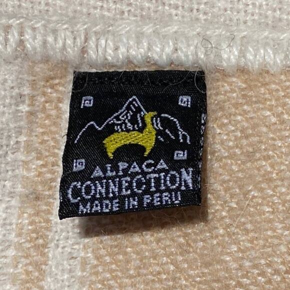 ALPACA CONNECTION Scarf Peru Alpaca Blend Fringe Neutral Western Tan Boho - Picture 6 of 13